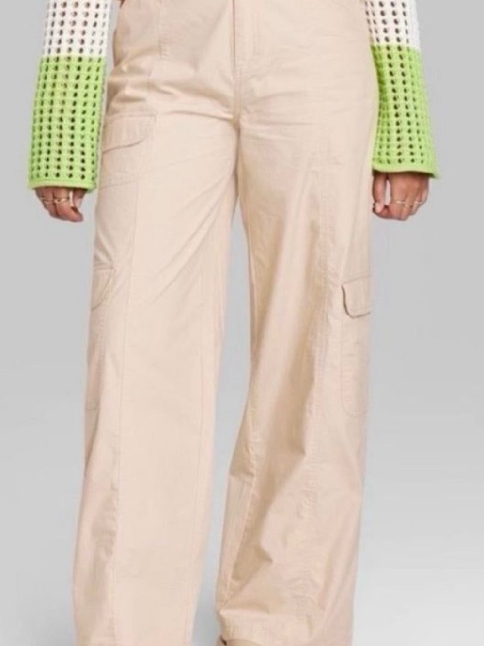 Wide Leg Cargo Pants in Cream